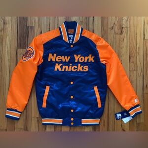 Size XL Mens Starter New York NY Knicks Full-Snap Varsity Jacket Blue Orange